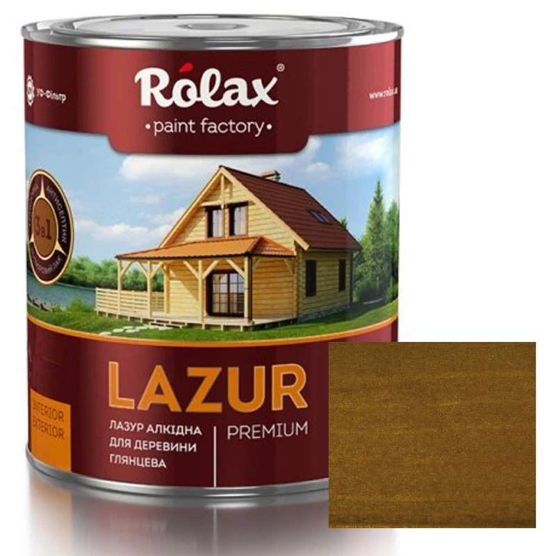 Лазур для деревини Rolax Lazur Premium №106 світлий дуб глянцева 0.75 л