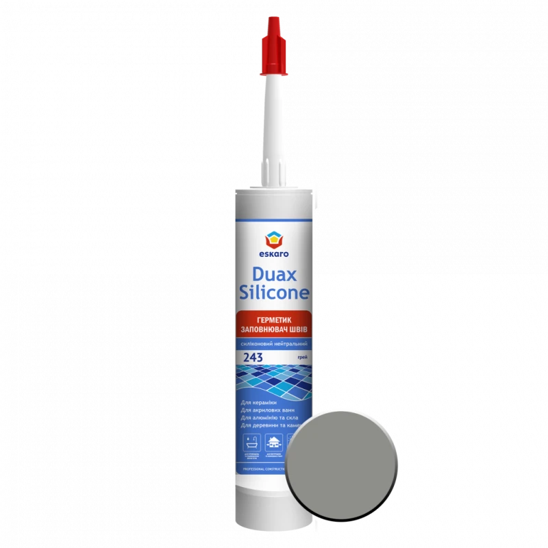 Герметик силіконовий нейтральний Eskaro Duax Silicone №243 Сірий (Грей) 300 мл