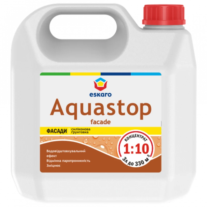 Грунтовка-концентрат Eskaro Aquastop Facade 1:10 фасадна прозора 3 л