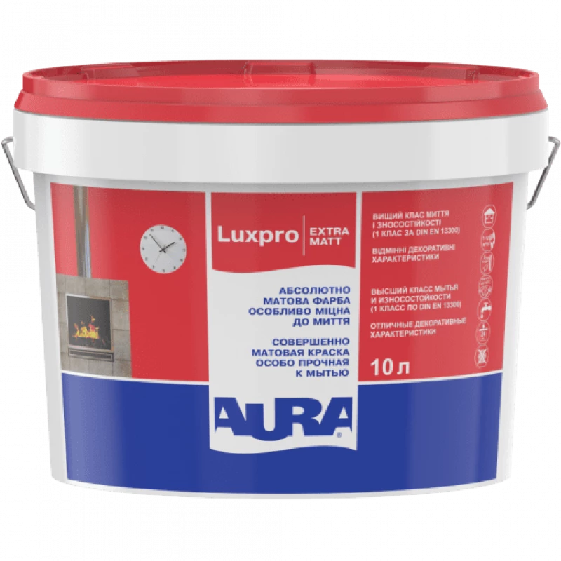 Краска акрилатная AURA LuxPro ExtraMatt для стен и потолков глубокоматовая белая TR 9 л 