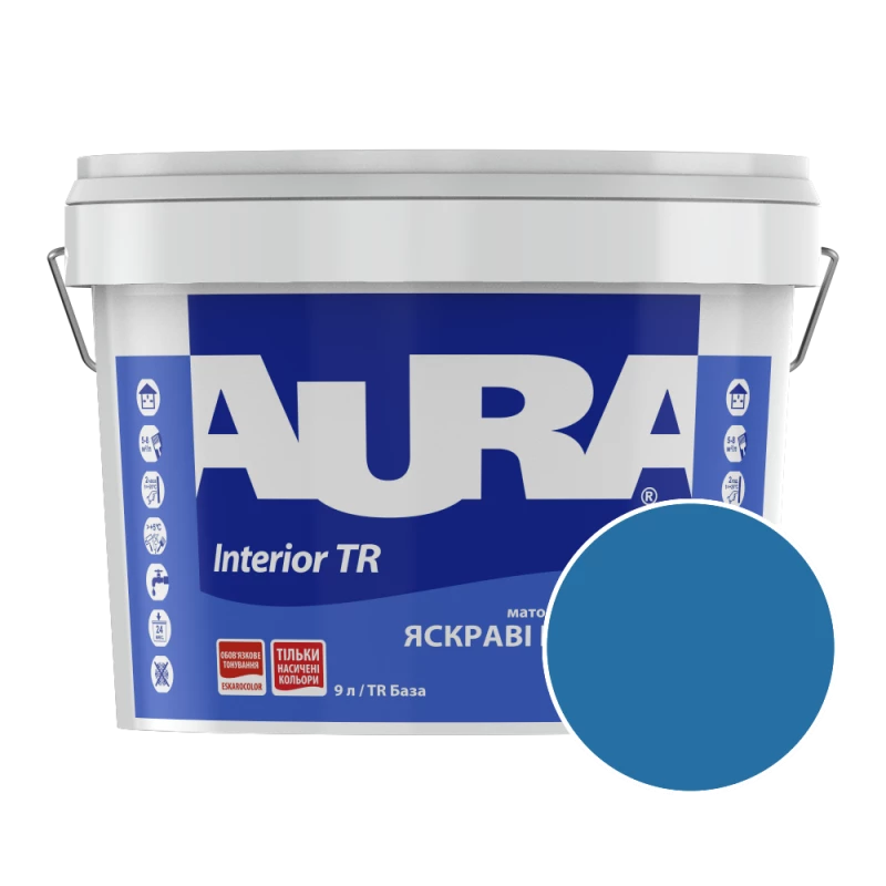 Краска интерьерная Aura Interior TR NCS S 3060-R90B (холодный глубокий синий) матовая 9 л (11,34кг) 