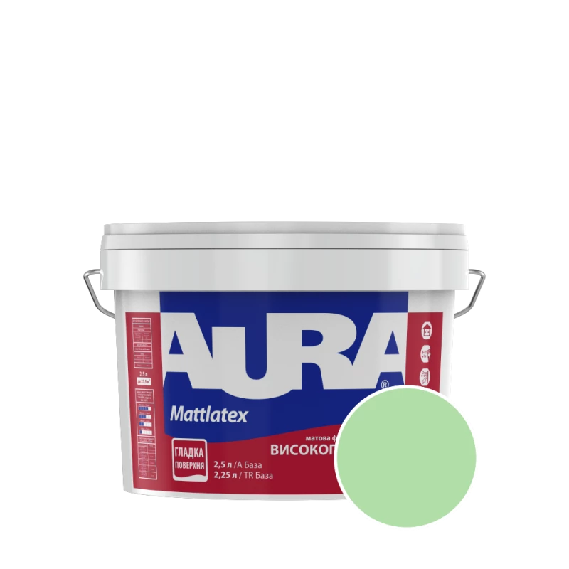 Фарба інтер'єрна миюча Aura Mattlatex 3D Agave 105 (світло-зелений) матова 2.5 л
