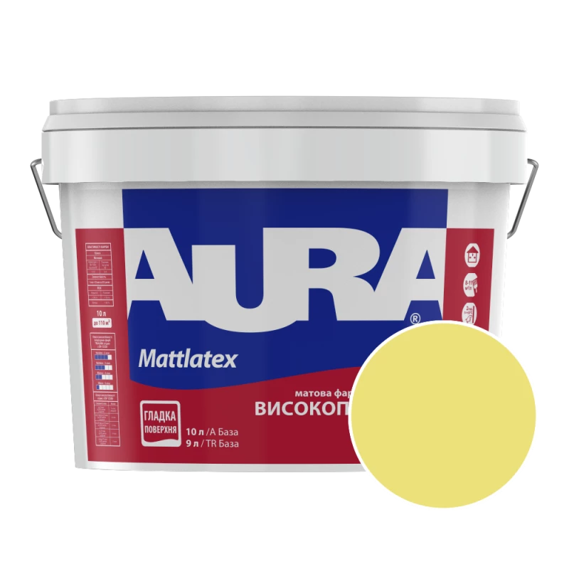 Фарба інтер'єрна миюча Aura Mattlatex NCS S 0540-G80Y (теплий ніжно-салатовий) матова 10 л