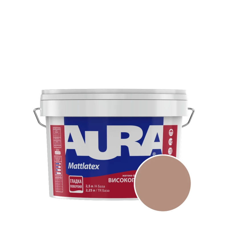 Фарба інтер'єрна миюча Aura Mattlatex NOVA J118 (хакі-бежевий) матова 2.5 л
