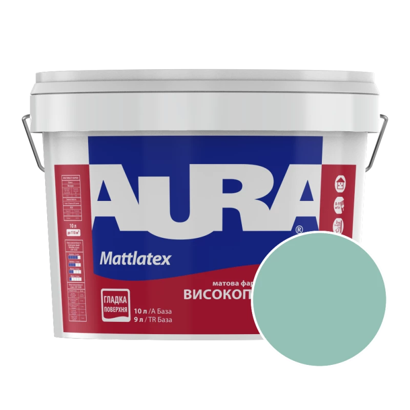 Фарба інтер'єрна миюча Aura Mattlatex NOVA K037 (нефритовий) матова 10 л