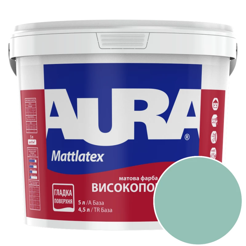 Фарба інтер'єрна миюча Aura Mattlatex NOVA K037 (нефритовий) матова 5 л