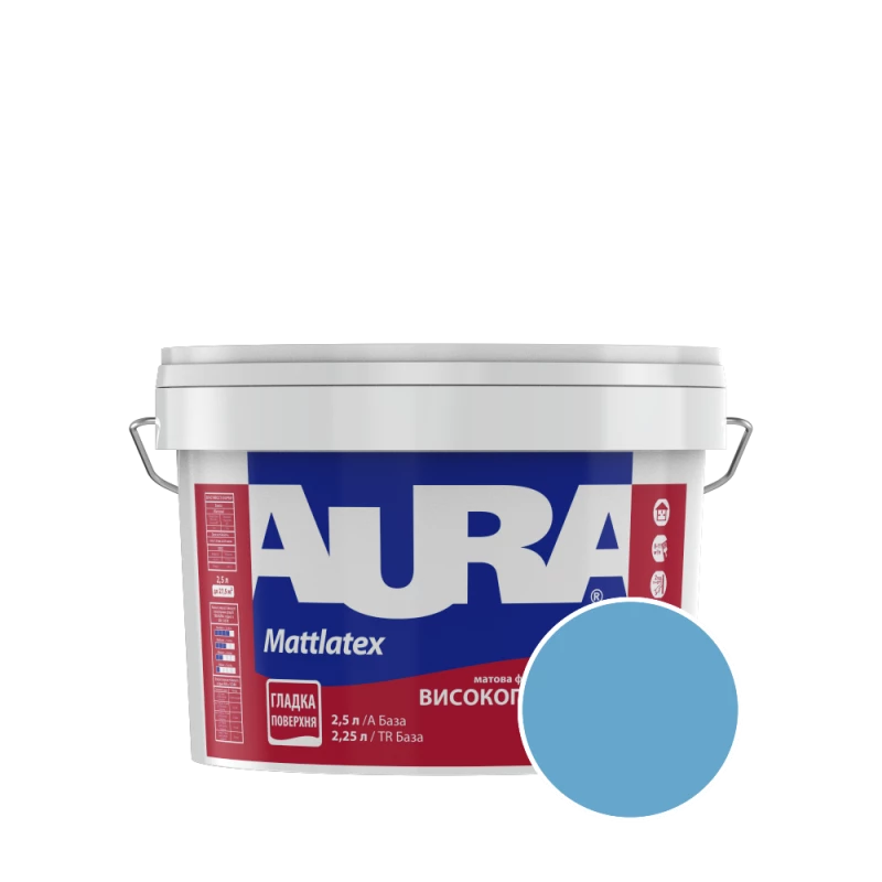 Краска интерьерная моющаяся Aura Mattlatex NOVA N016 (бирюзово-синий) матовая 2.5 л