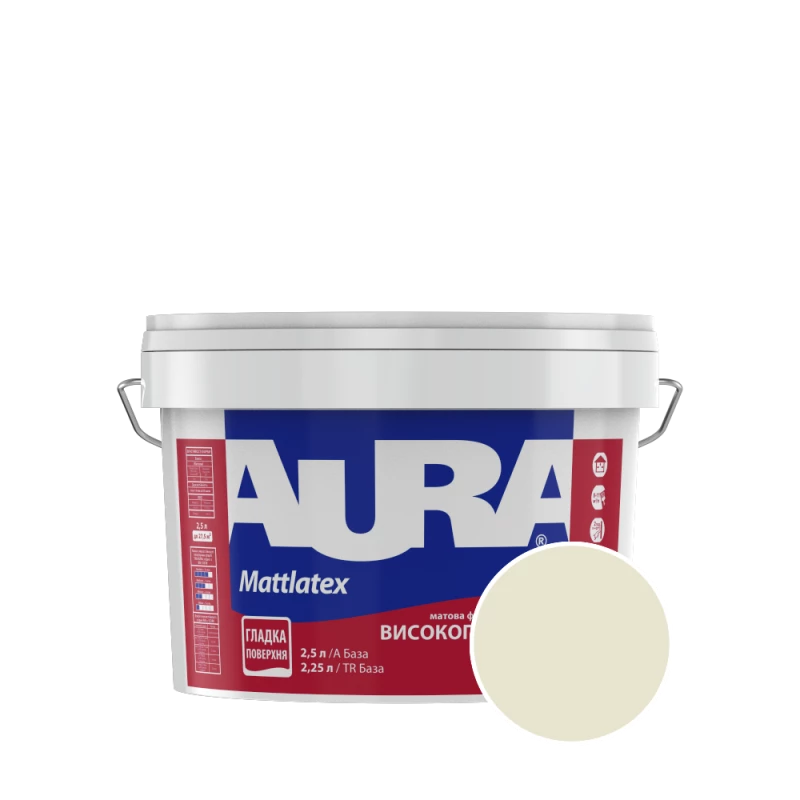Фарба інтер'єрна миюча Aura Mattlatex RAL 100 90 10 (топлене молоко) матова 2.5 л