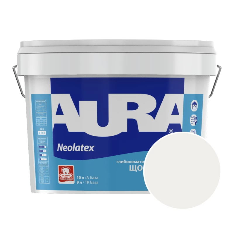 Фарба інтер'єрна латексна Aura Neolatex NCS 0500 (білосніжний) глибокоматова 10 л