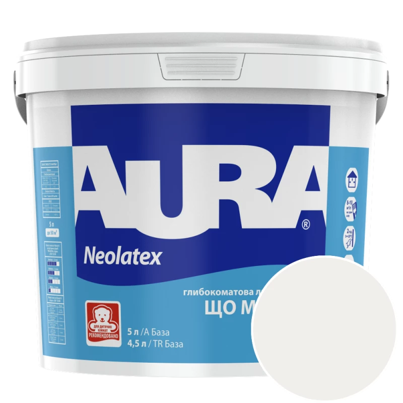 Фарба інтер'єрна латексна Aura Neolatex NCS 0500 (білосніжний) глибокоматова 5 л