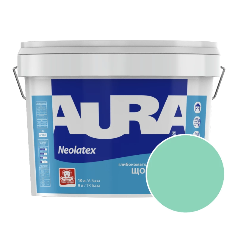 Фарба інтер'єрна латексна Aura Neolatex NCS 1040-B80G (холодний світло-смарагдовий) глибокоматова 10 л
