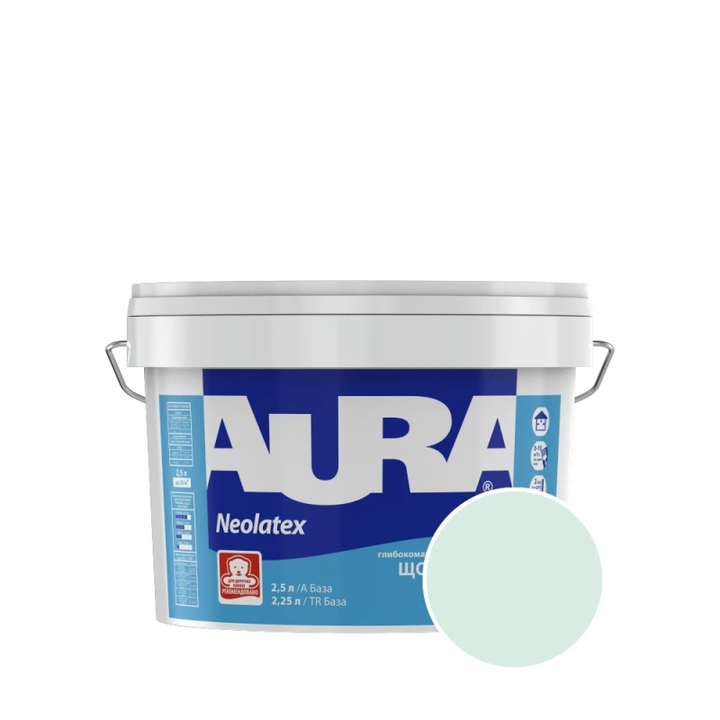 Краска интерьерная латексная Aura Neolatex NCS S 0510-B70G (холодный нежный зеленовато-серый) глубокоматовая 2.5 л