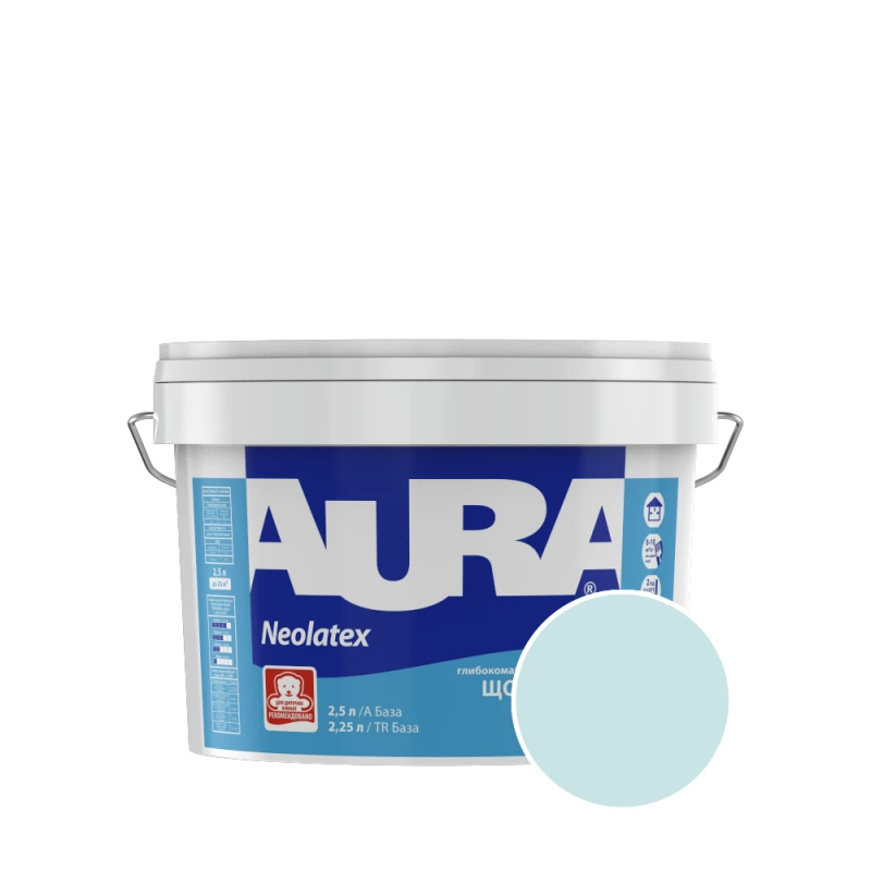Краска интерьерная латексная Aura Neolatex NCS S 0515-B20G (нежный голубовато-серый 2) глубокоматовая 2.5 л