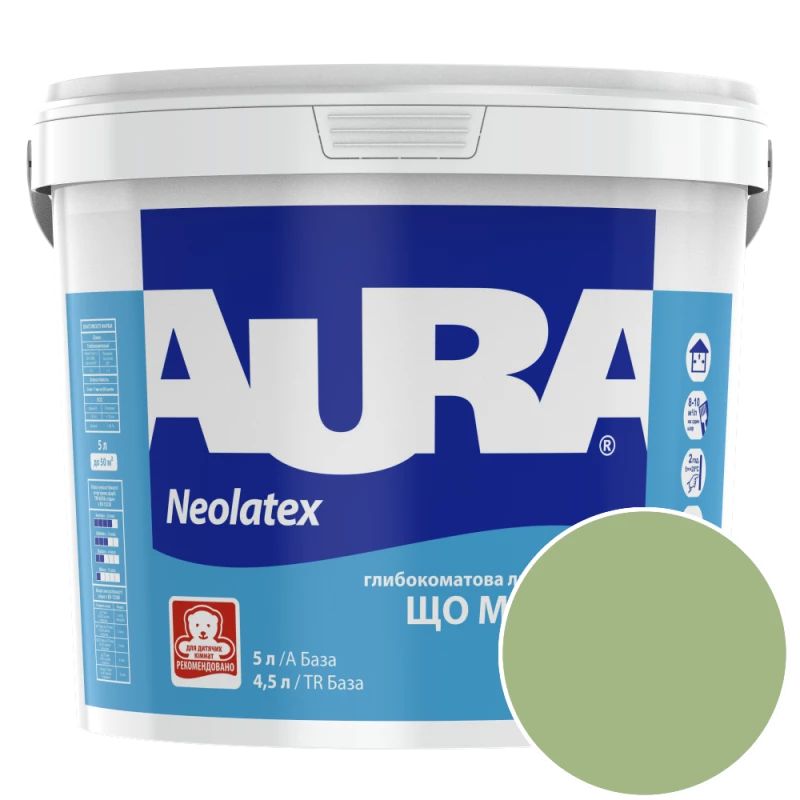 Фарба інтер'єрна латексна Aura Neolatex NCS S 2030-G30Y (теплий світло-фісташковий) глибокоматова 5 л