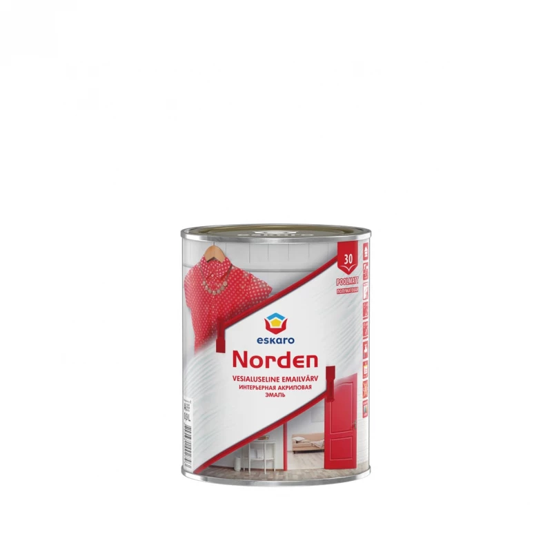 Эмаль акриловая Eskaro Norden 30 полуматовая Белая 0.9 л