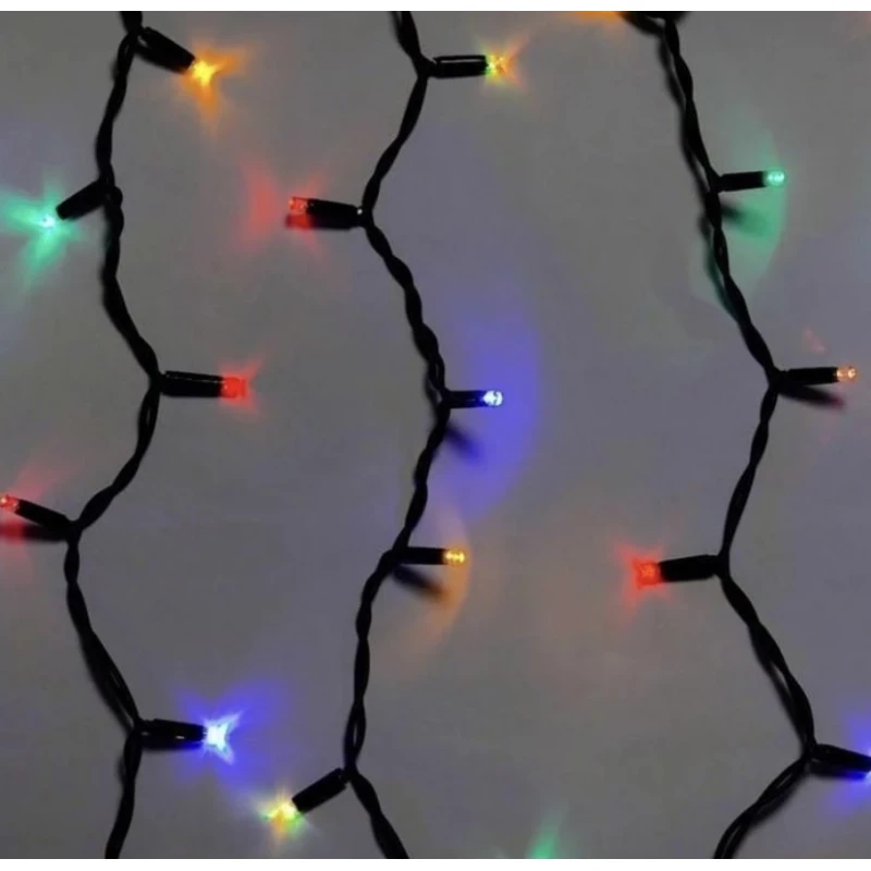 Наружная новогодняя гирлянда Бахрома 120 Led цвет мультиколор 5 м на черном кабеле