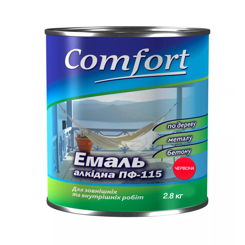 Емаль алкідна ПФ-115 Comfort червона глянцева 0.9 кг 2.8 кг