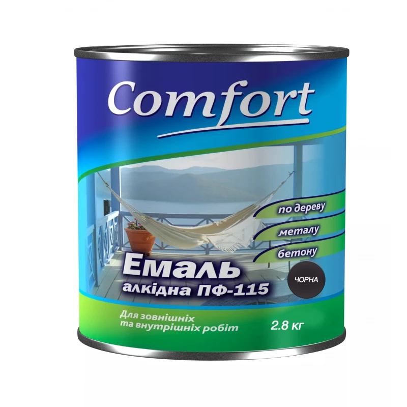 Алкидная эмаль краска Comfort (PolyColor) ПФ 115 черная 0.9 кг 2.8 кг